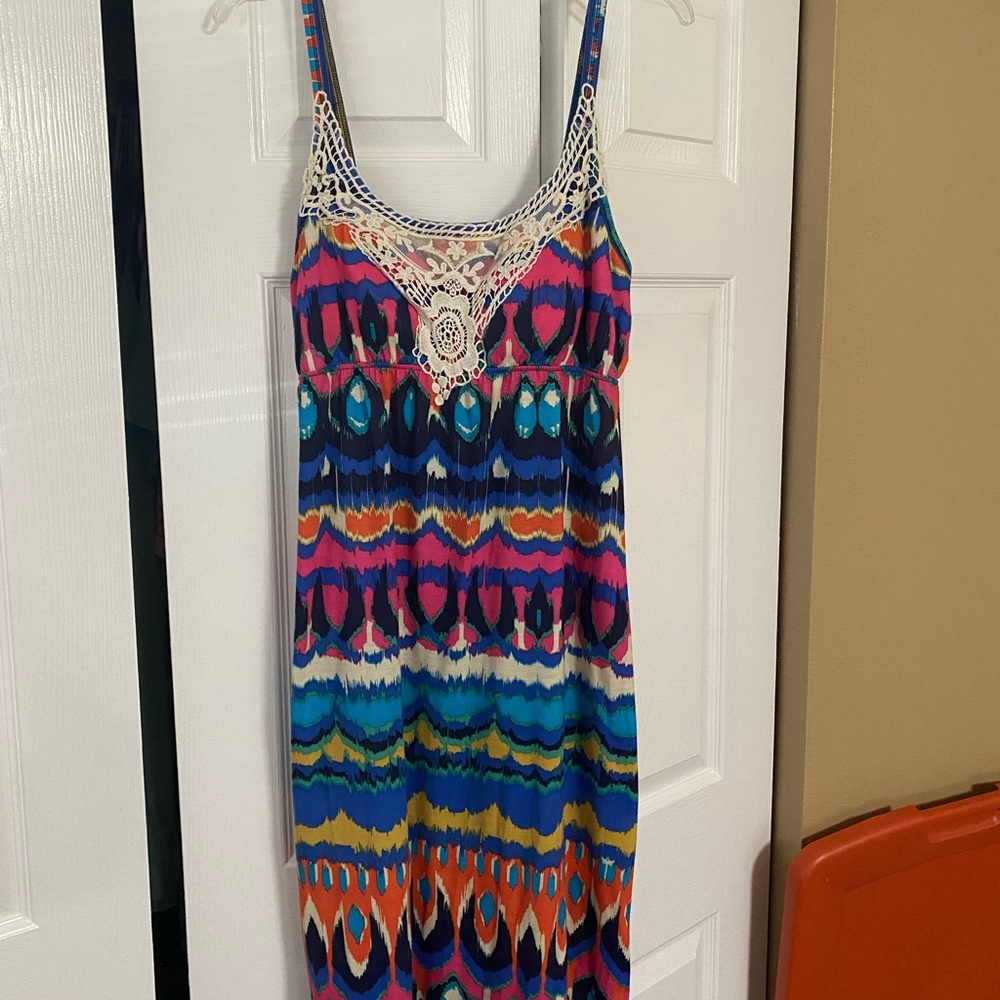 Bright tropical tribal maxi dress